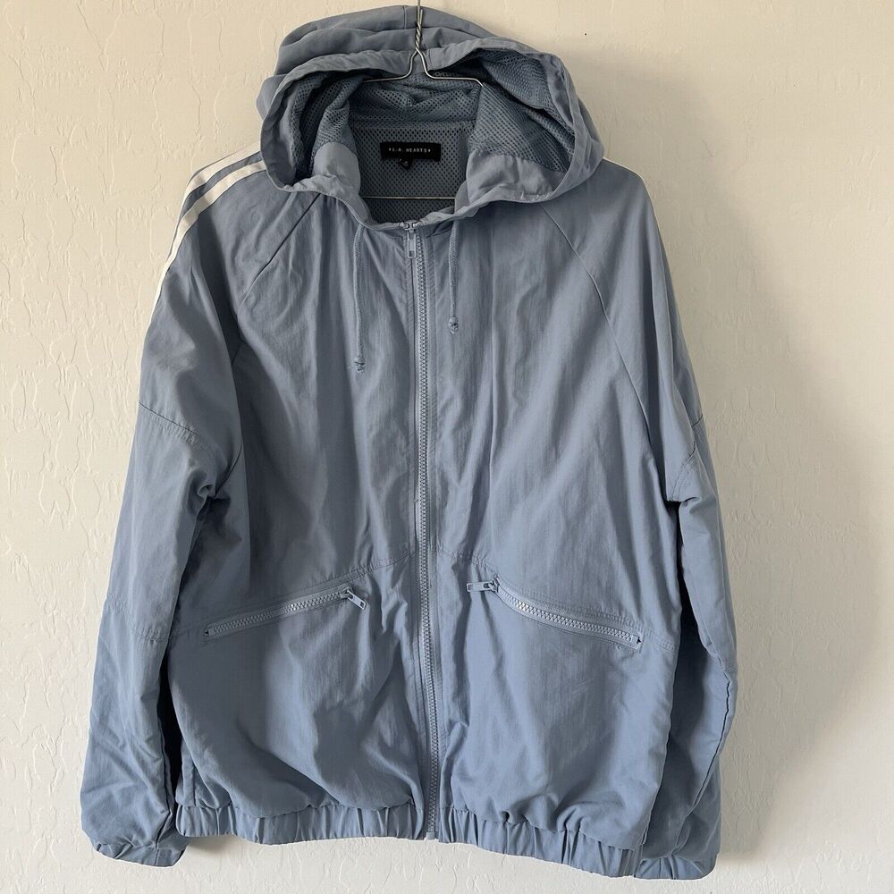 L.A. Hearts Light Blue Windbreaker Zip Up Hooded Jacket, Woman’s Size S
